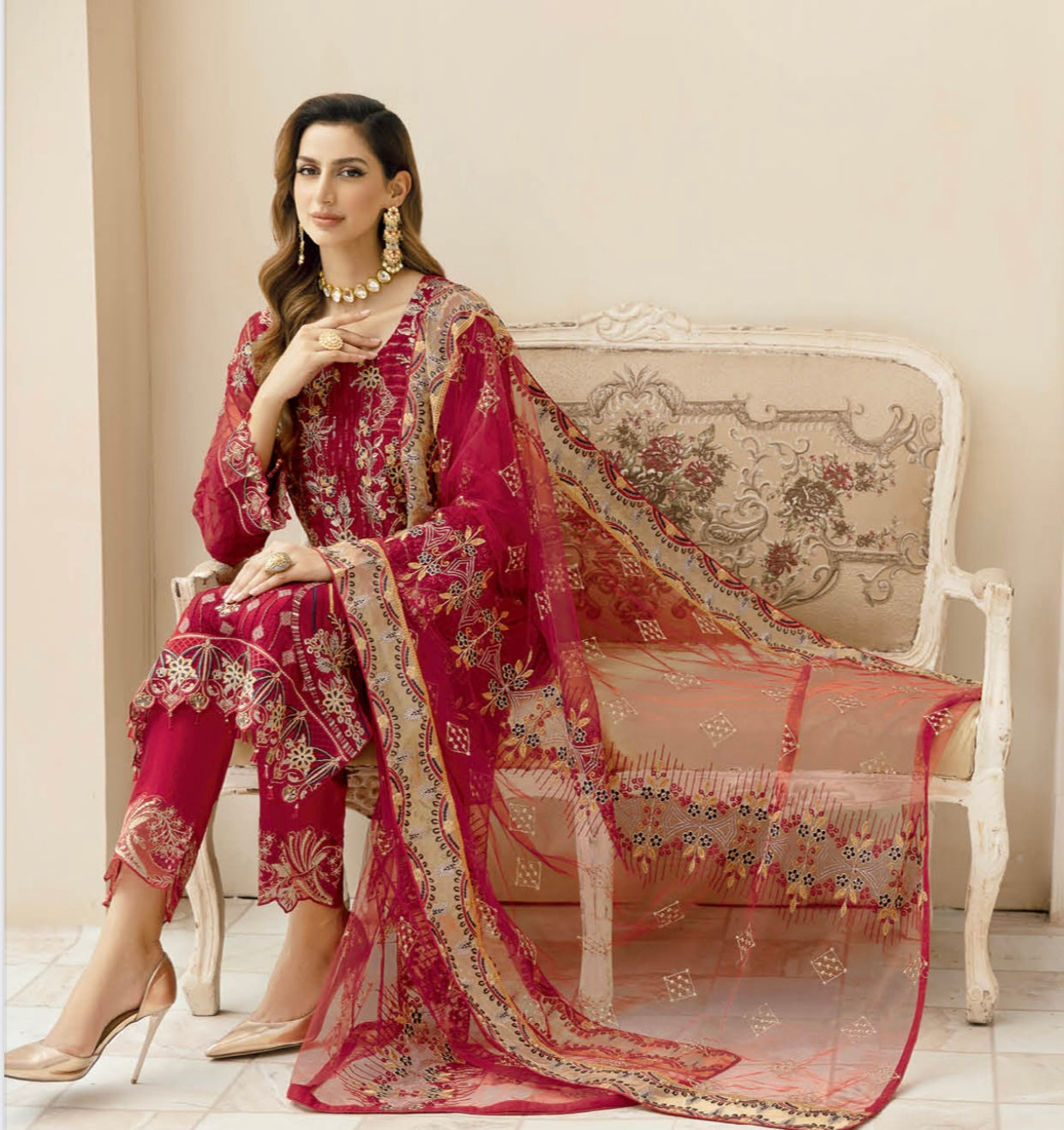 (328) Ramsha Chevron Luxury Chiffon Collection Ready-Made Suit Volume 9