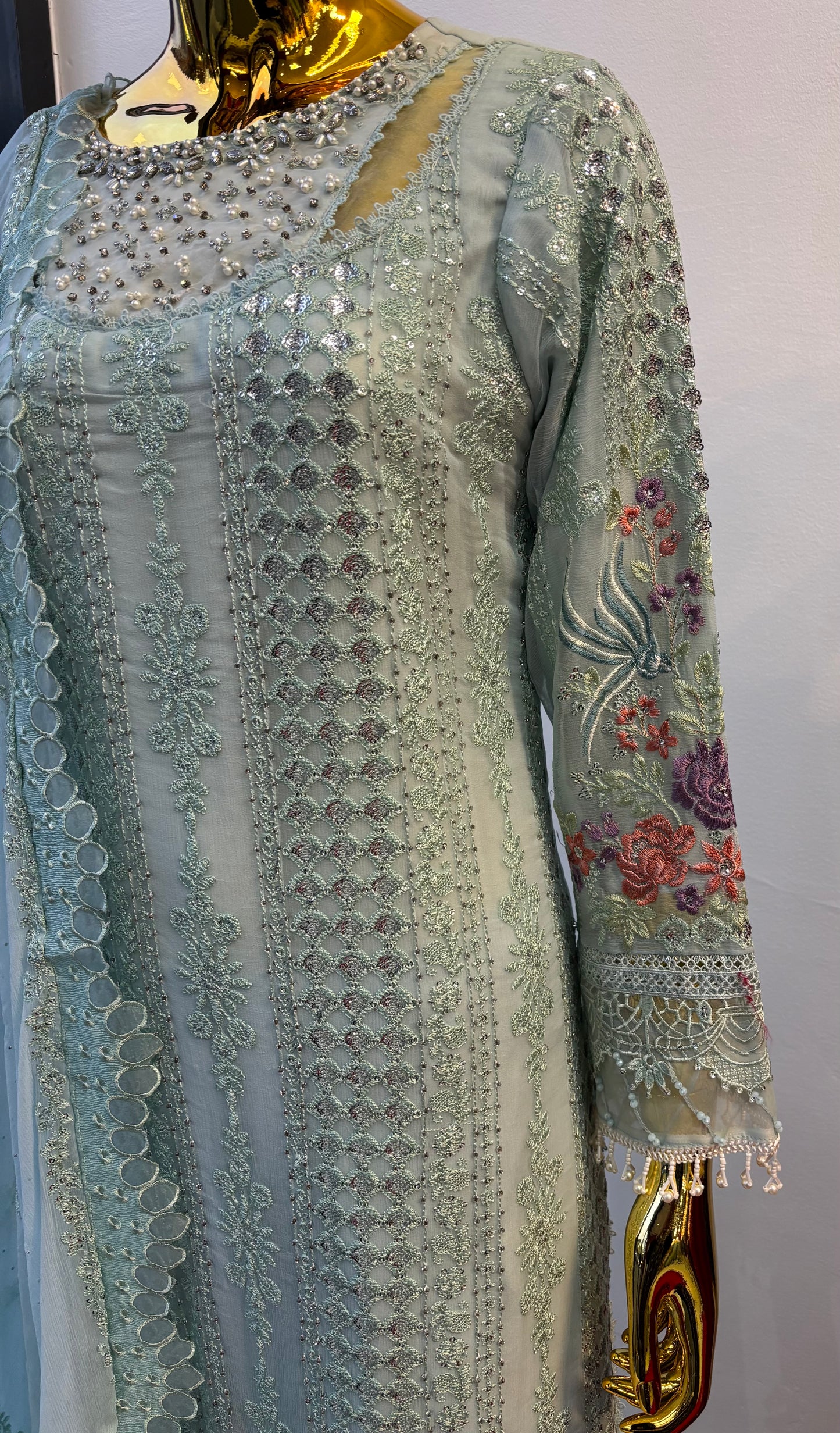 (145) Pakistani Luxury Dream | Maria B Original Chiffon Embroidered Ready-Made Suit