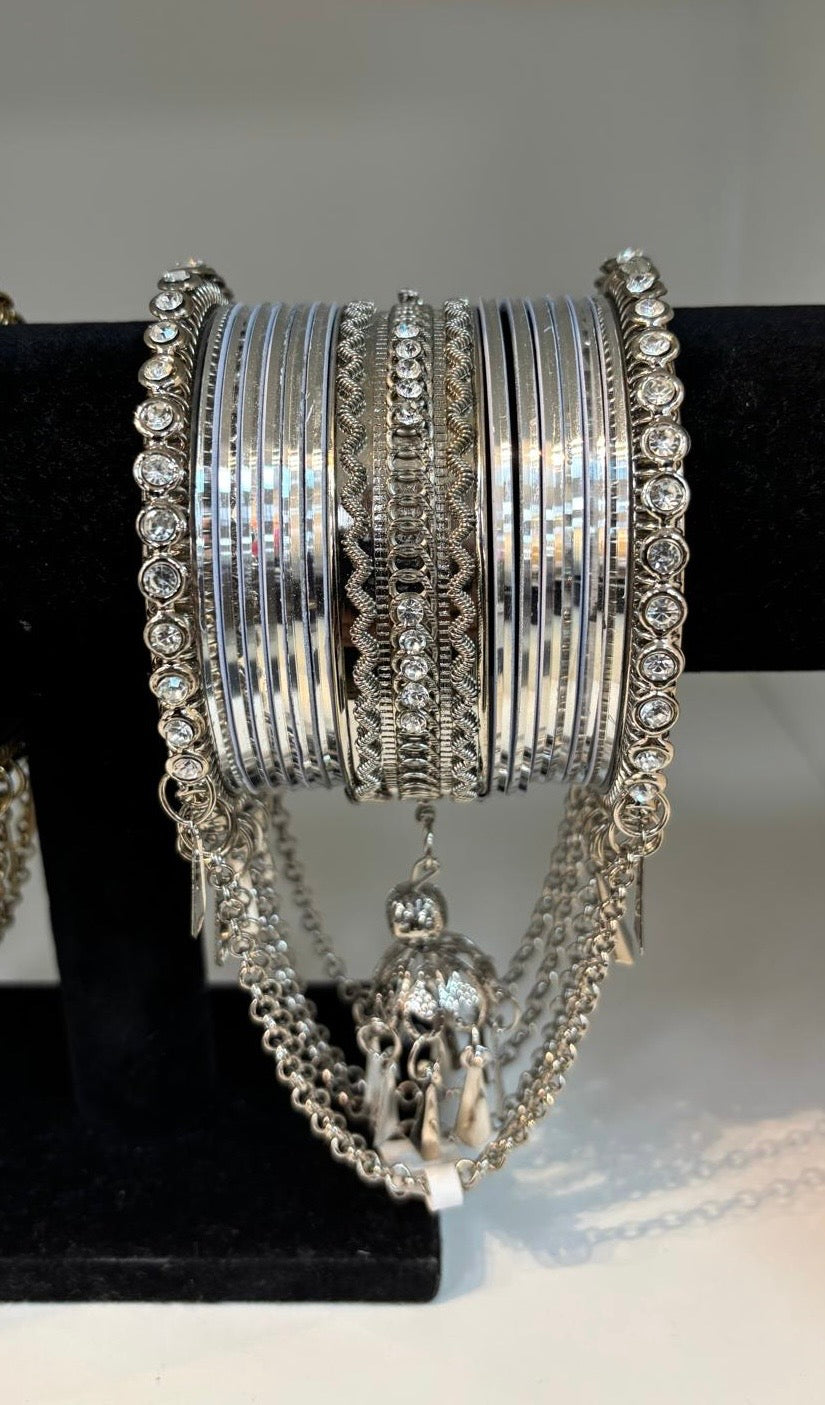Indian Pakistani chain diamanté bracket churri set