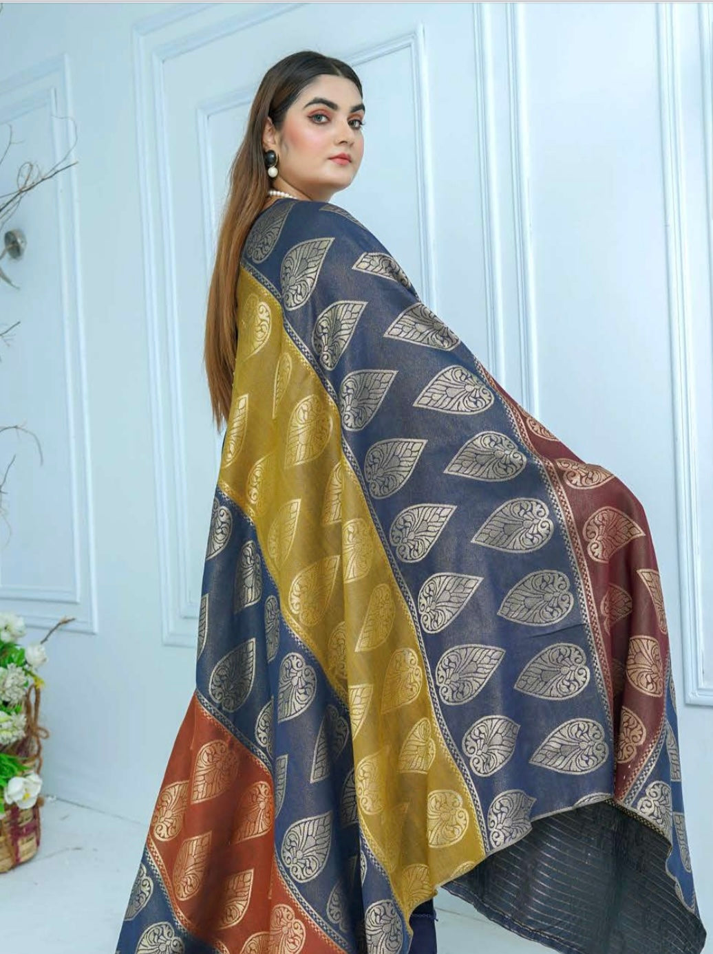 (147) Pakistani Dhanak Contrast Shawl Suit | Autumn Winter Ready to Wear