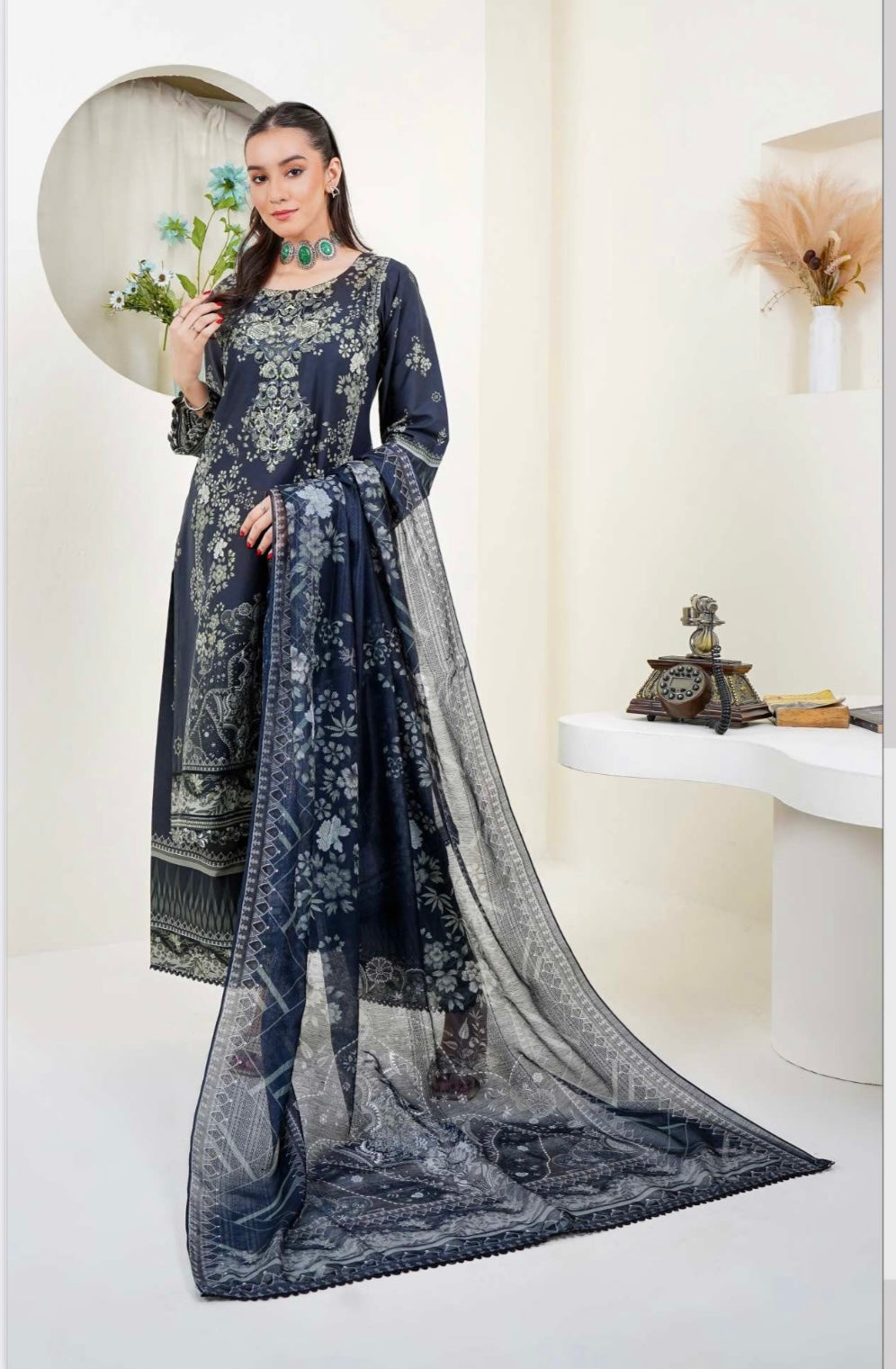 (9) Lawn digital print kameez/trousers digital munar dupatta ready to wear