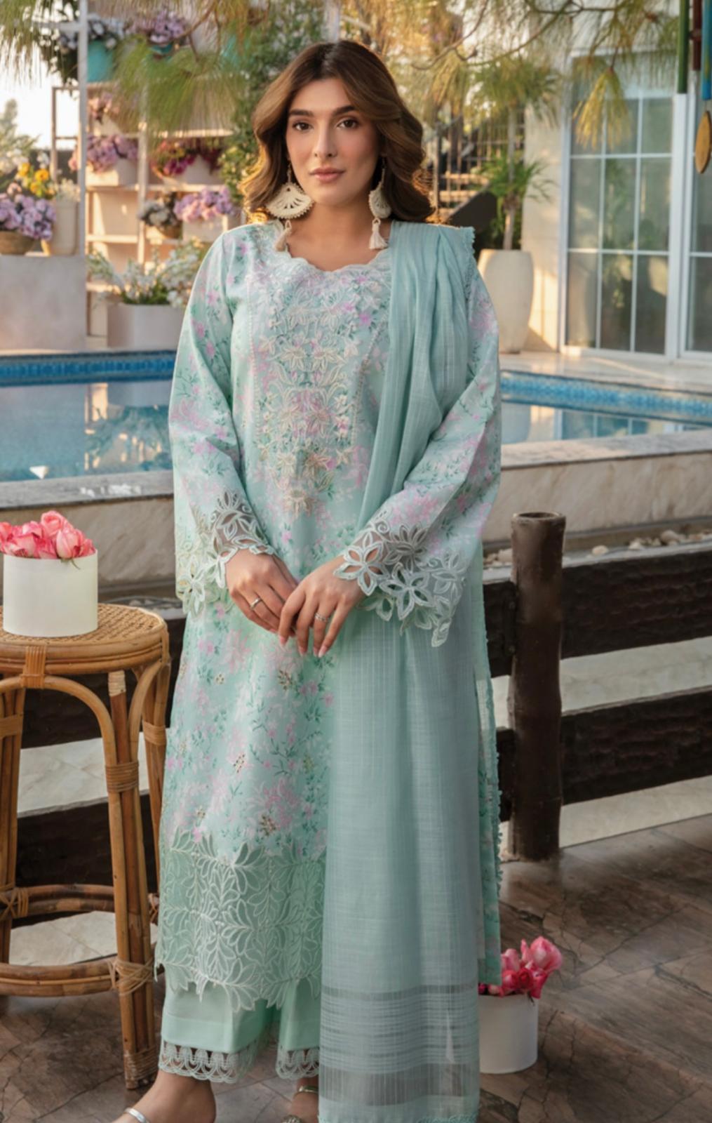 (130) Rang Rasiya Shireen Florence Summer Edit 2025 – Ready-to-Wear Lawn Suit with Printed Silk Dupatta