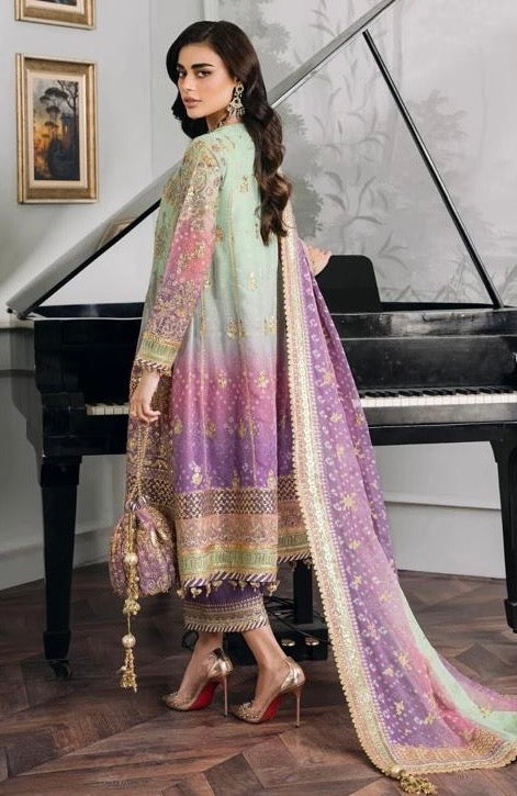 (101) Pakistani Contrast Embroidered Chiffon Suit with Elegant Dupatta