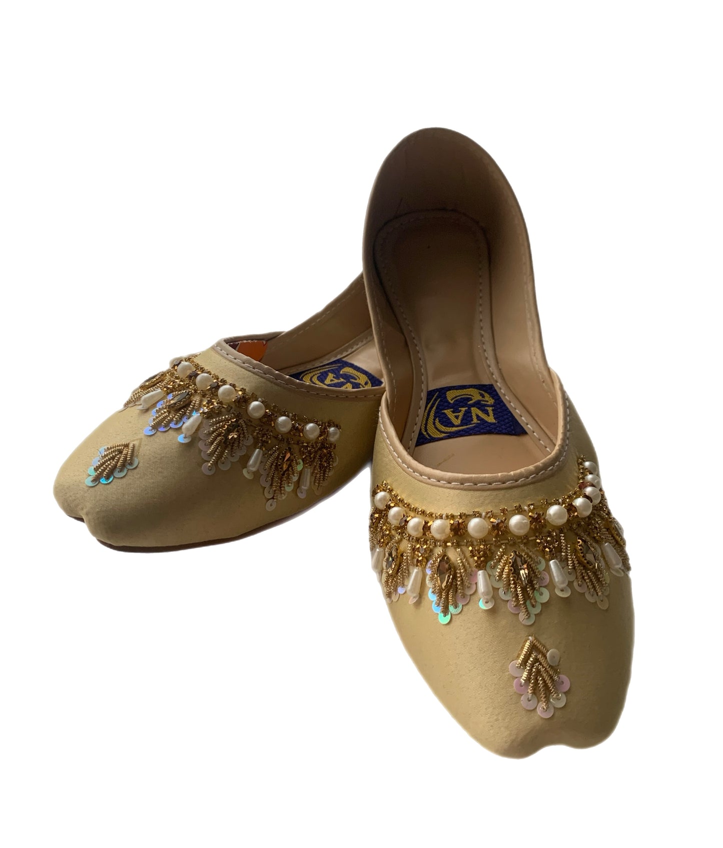 (S25) Handmade Suede Brown Khussa – Gold Embroidered Punjabi Jutti with Soft Foam & Non-Slip Sole
