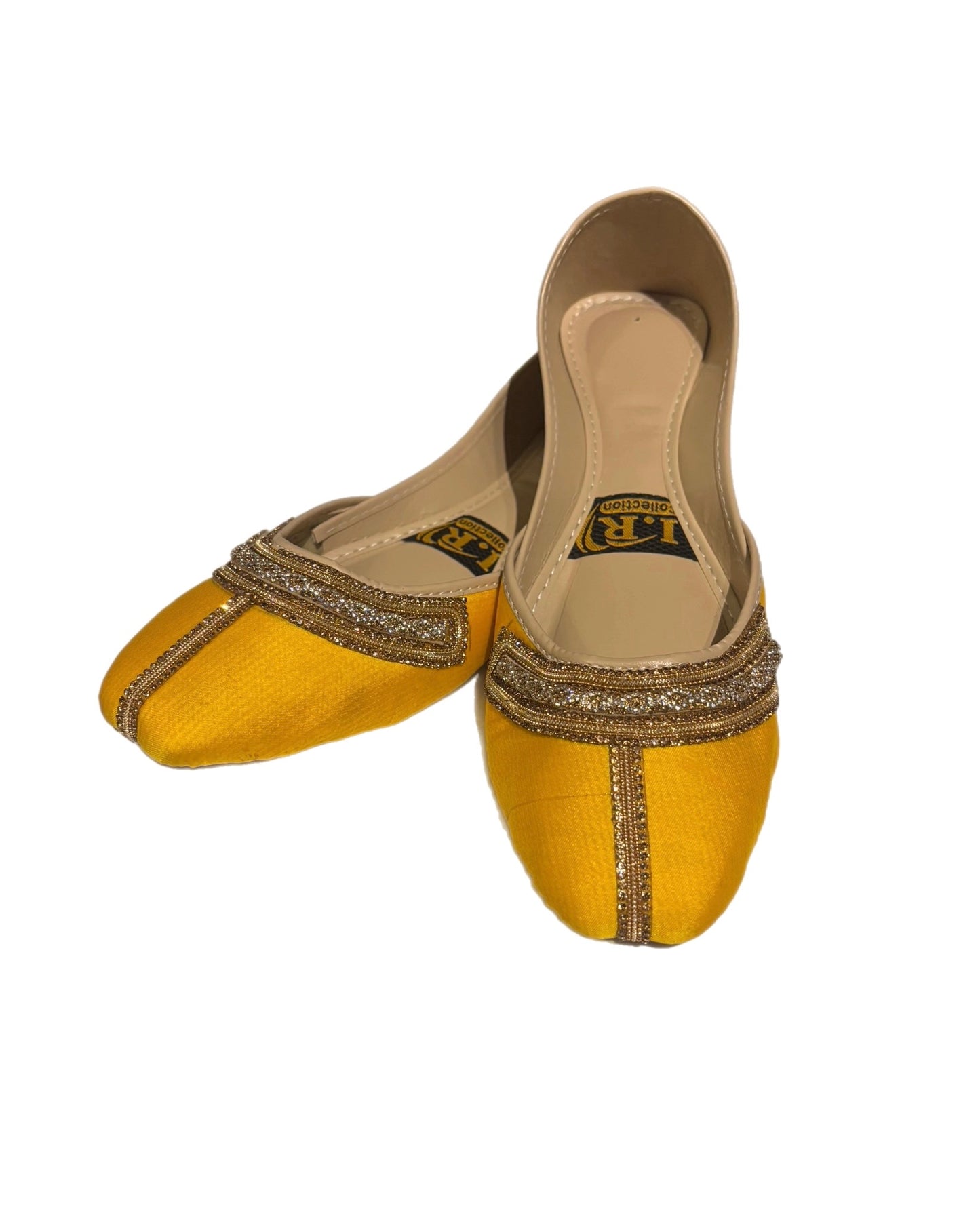 (S4) Handmade Satin Khusa – Gold Embroidered Punjabi Jutti with Soft Foam Comfort