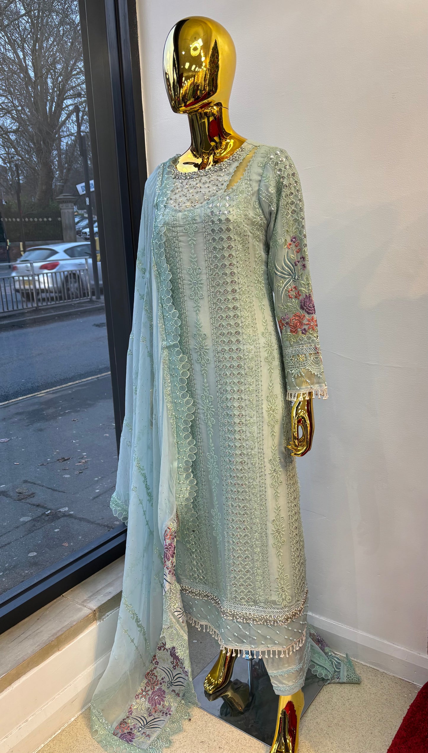 (145) Pakistani Luxury Dream | Maria B Original Chiffon Embroidered Ready-Made Suit