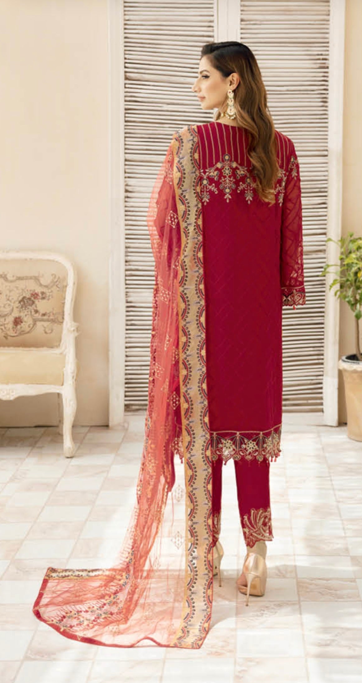 (328) Ramsha Chevron Luxury Chiffon Collection Ready-Made Suit Volume 9