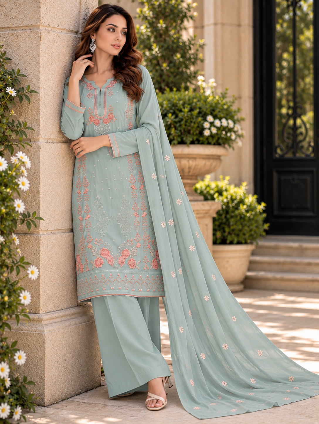 (359) Abeeha light green Viscose Floral Embroidered Suit
A beautiful blend of comfort and elegance, soft viscose kameez with delicate floral embroidery, paired with a stunning Bamber dupatta