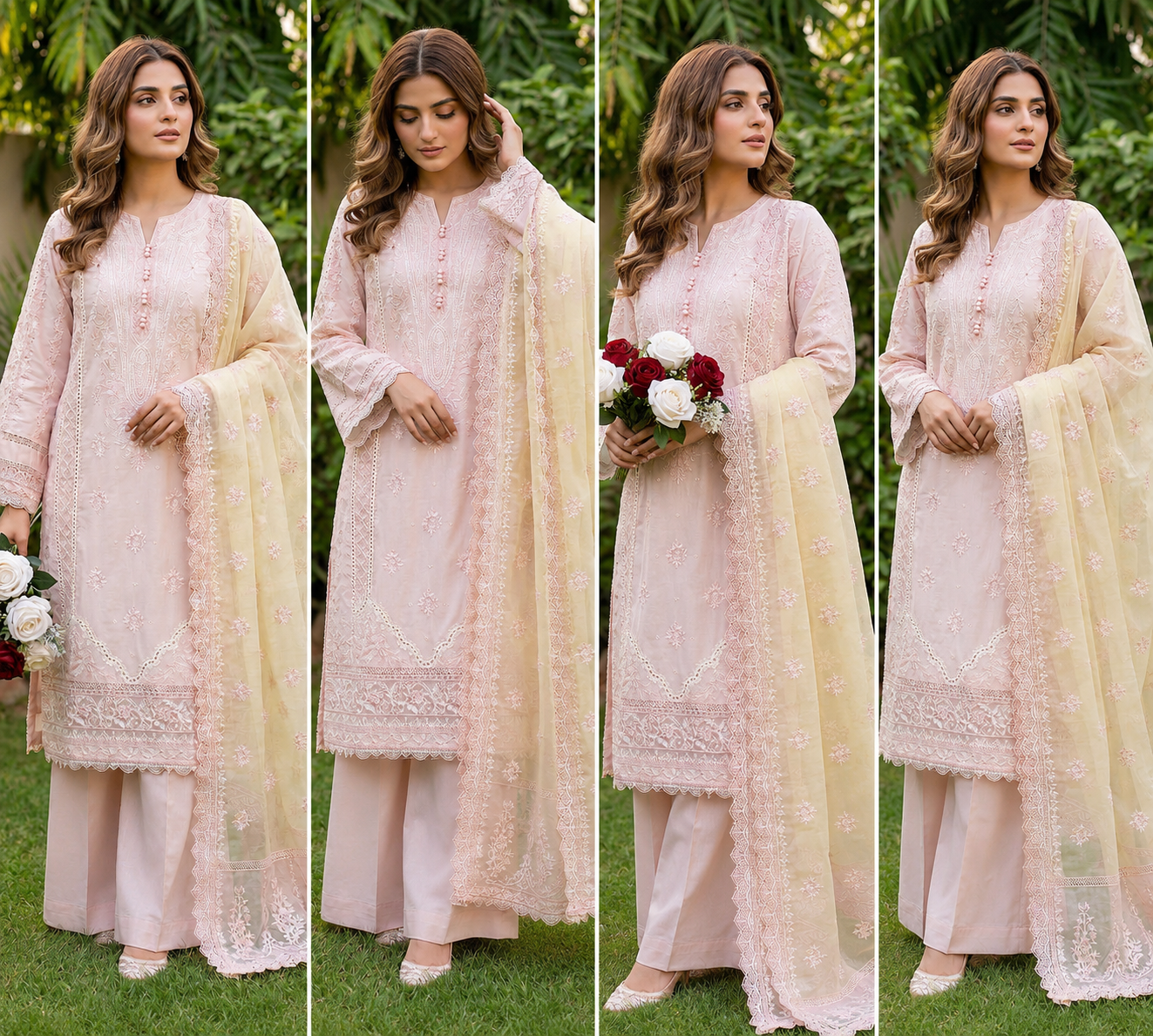 (198) Munira premium lawn chiffon plazzo dupatta lace sequins fully lined ready to wear