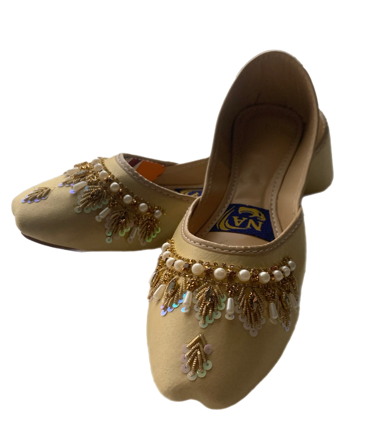 (S25) Handmade Suede Brown Khussa – Gold Embroidered Punjabi Jutti with Soft Foam & Non-Slip Sole