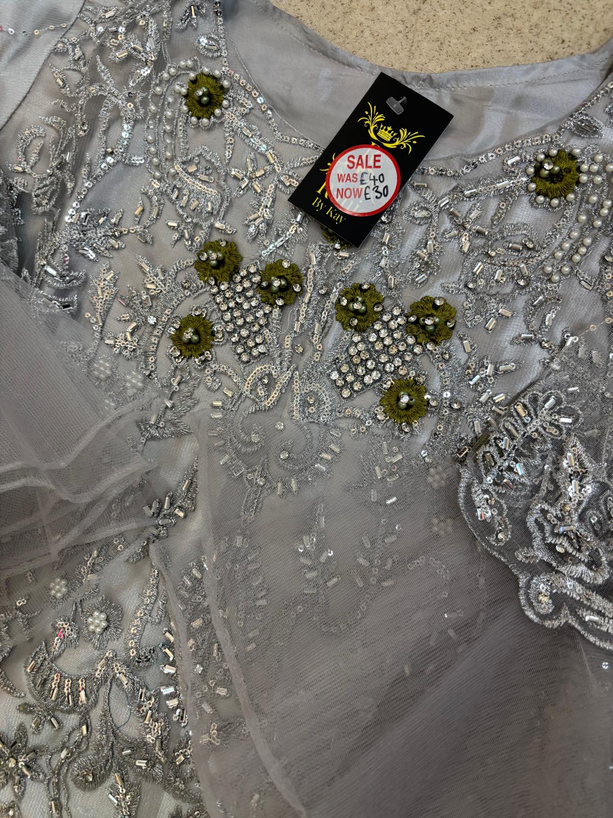 (30) Lime Green Satin Crinkle Palazzo Set | Diamanté & Sequin Embellished Shirt | One Size Fits Up to Large
