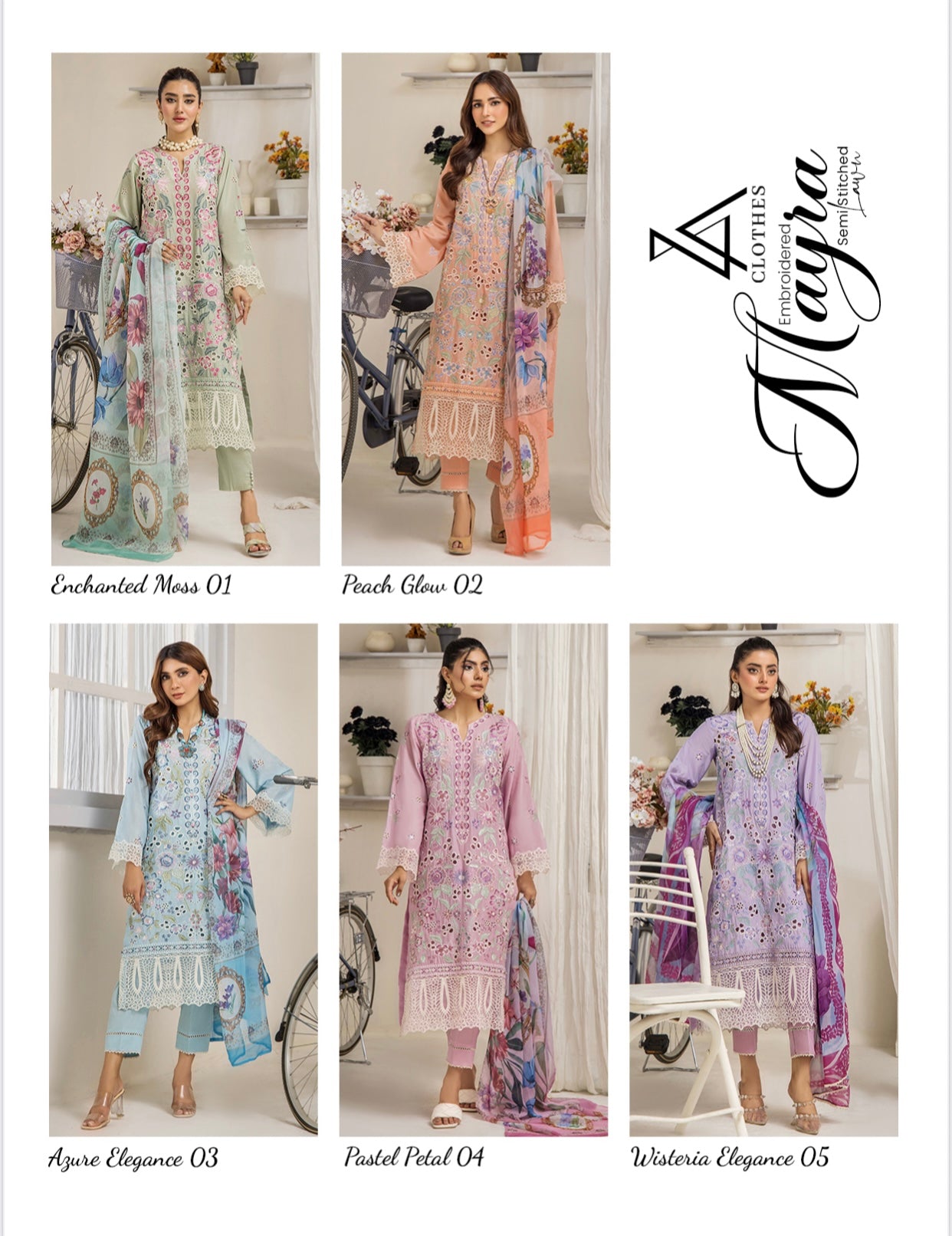 (294) Mayra Wisteria Elegance – Ready-to-Wear Lawn Shirt with Cotton Trousers & Printed Chiffon Dupatta