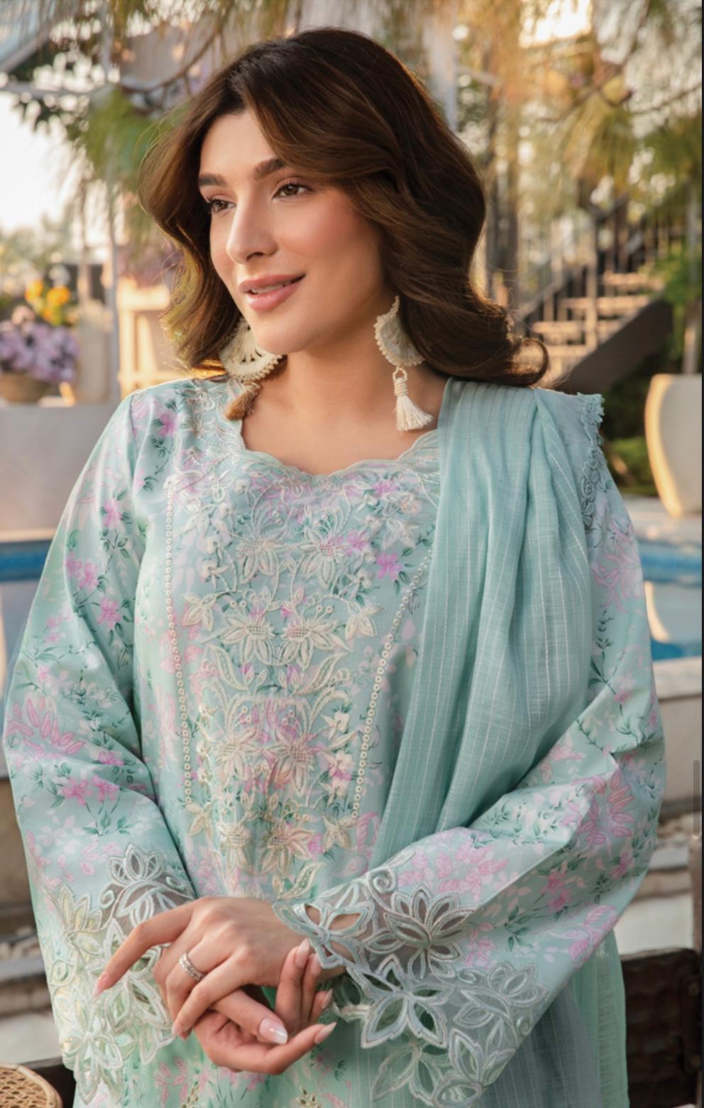(130) Rang Rasiya Shireen Florence Summer Edit 2025 – Ready-to-Wear Lawn Suit with Printed Silk Dupatta