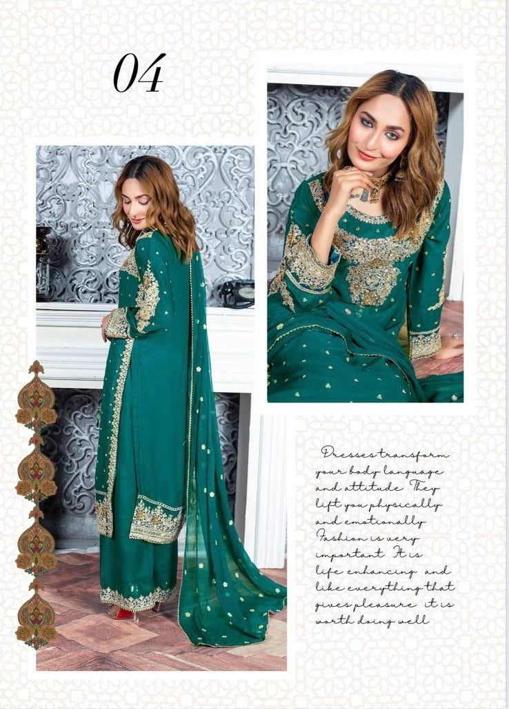 (73) Crinkle Chiffon Palazzo Suit – Embroidered Elegance with Chiffon Dupatta | Ready-to-Wear