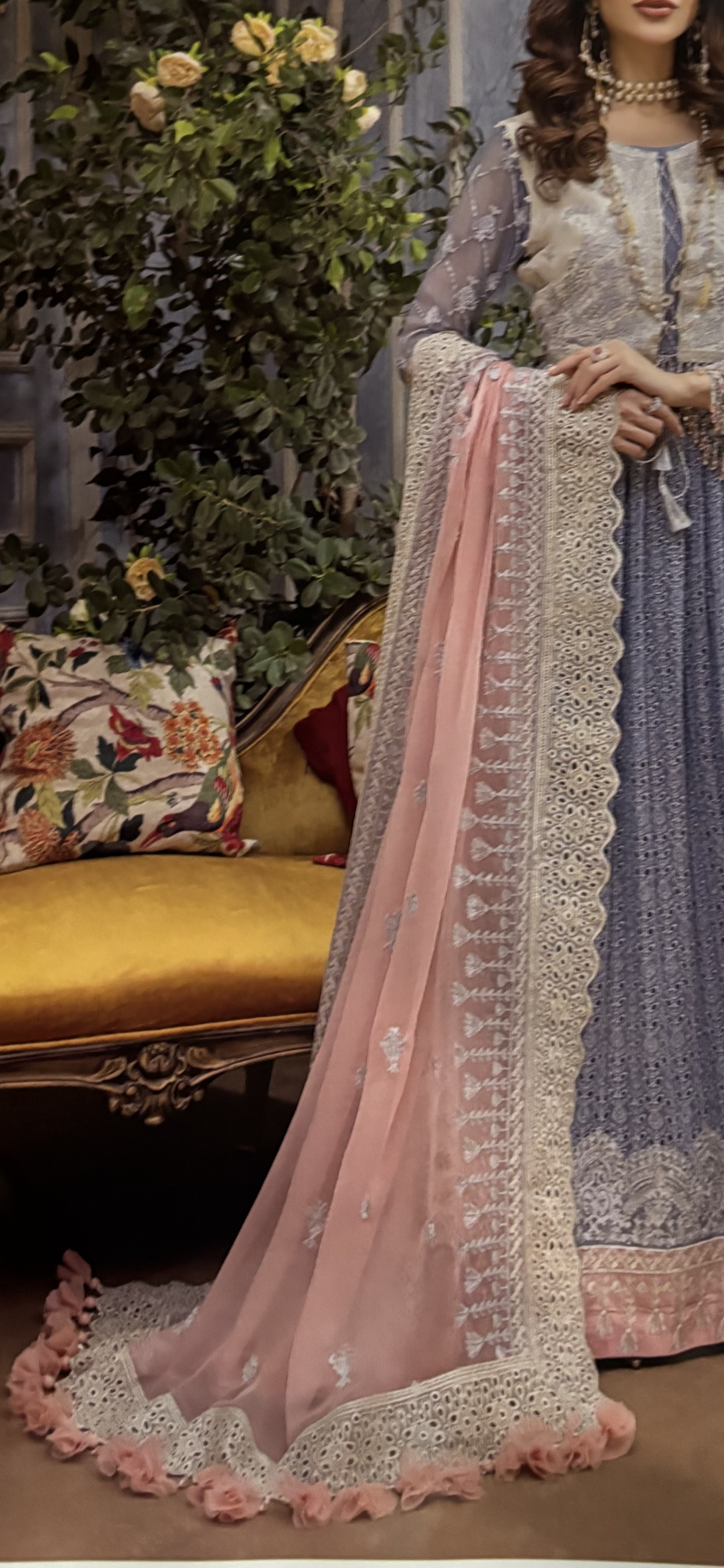 (120) Pakistani Luxury Dream Collection Unstitched Chiffon Embroidered Suit