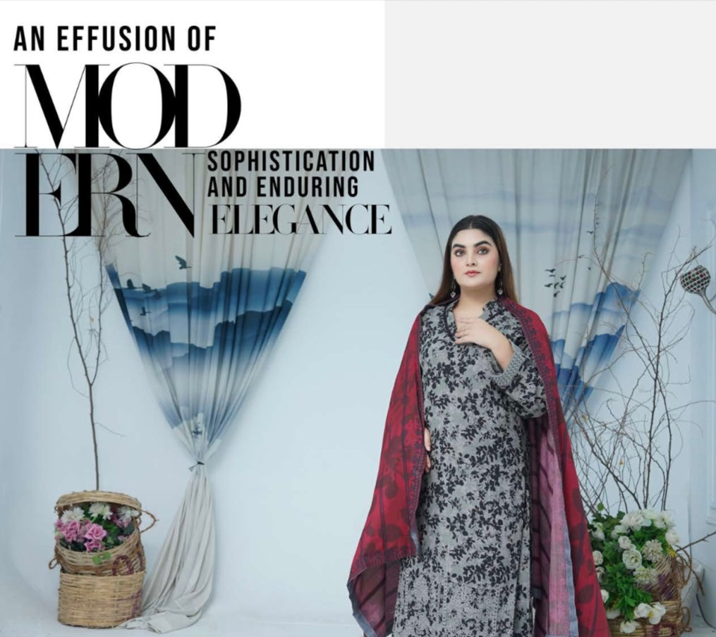 (157) Pakistani Dhanak Contrast Shawl Suit | Autumn Winter Ready to Wear