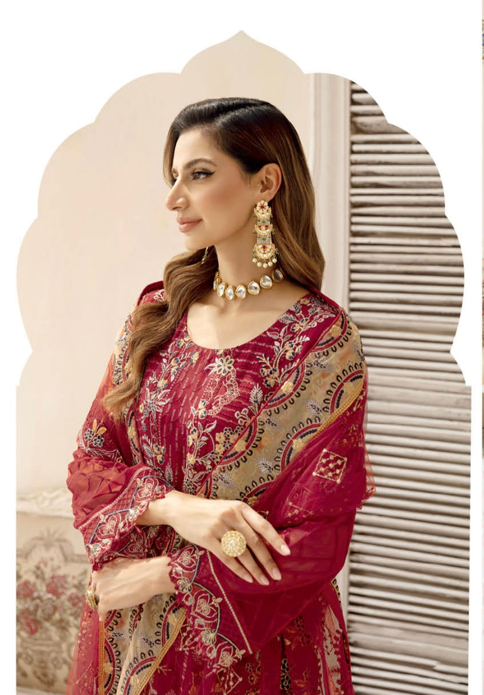 (328) Ramsha Chevron Luxury Chiffon Collection Ready-Made Suit Volume 9