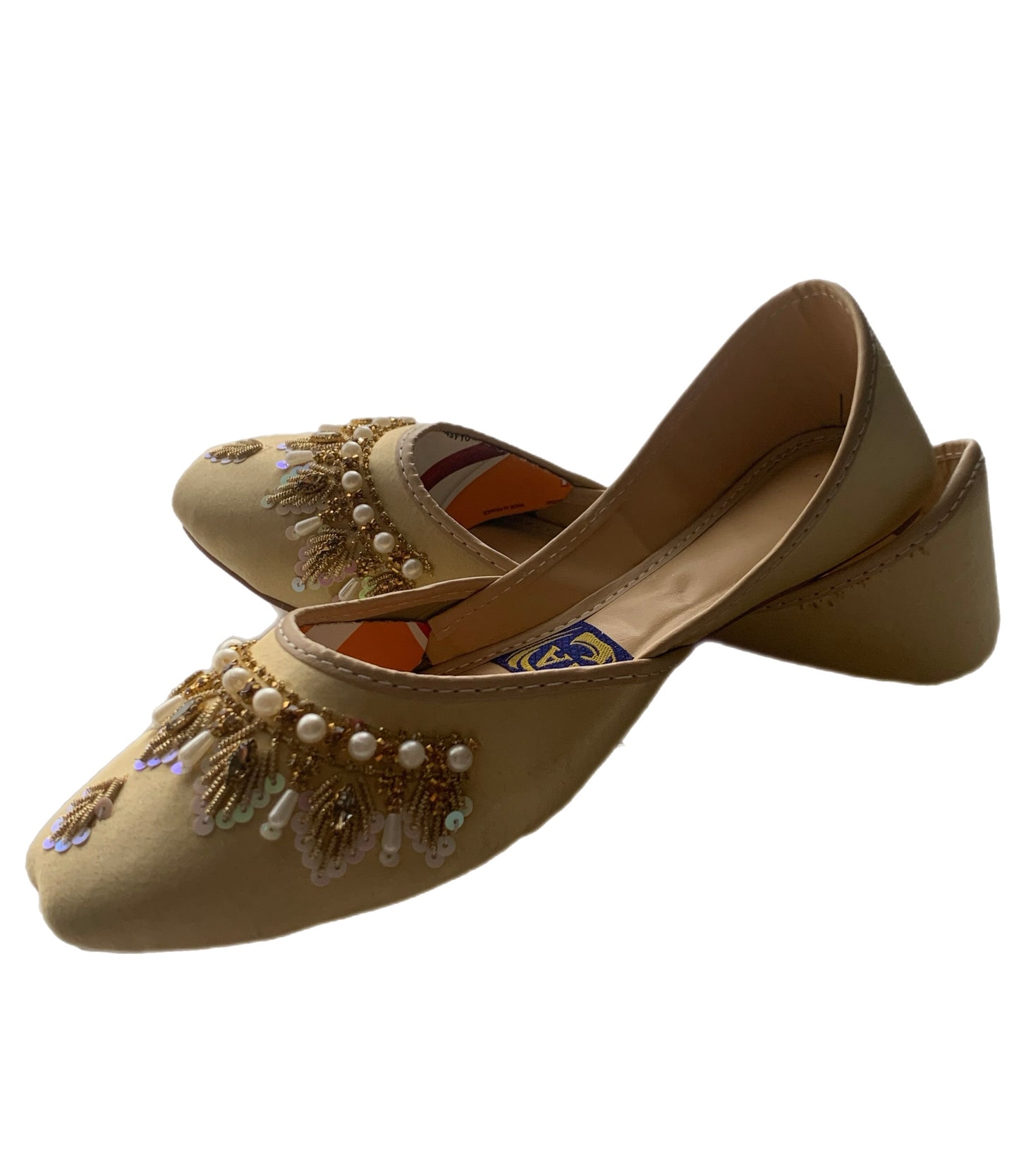 (S25) Handmade Suede Brown Khussa – Gold Embroidered Punjabi Jutti with Soft Foam & Non-Slip Sole