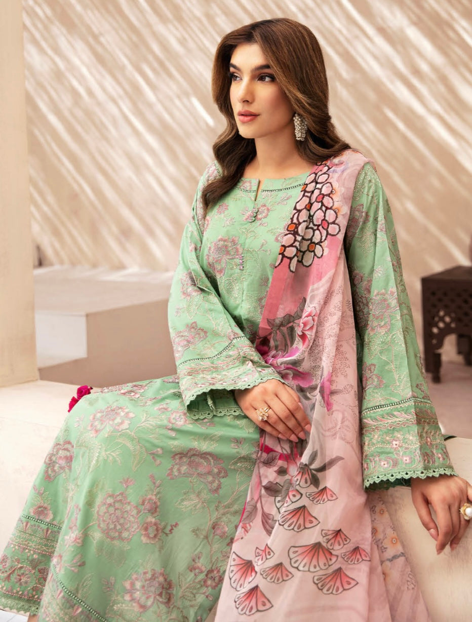 (205) Ramsha Andaaz Luxury Fully Lined Lawn Embroidered Ready Made Suit