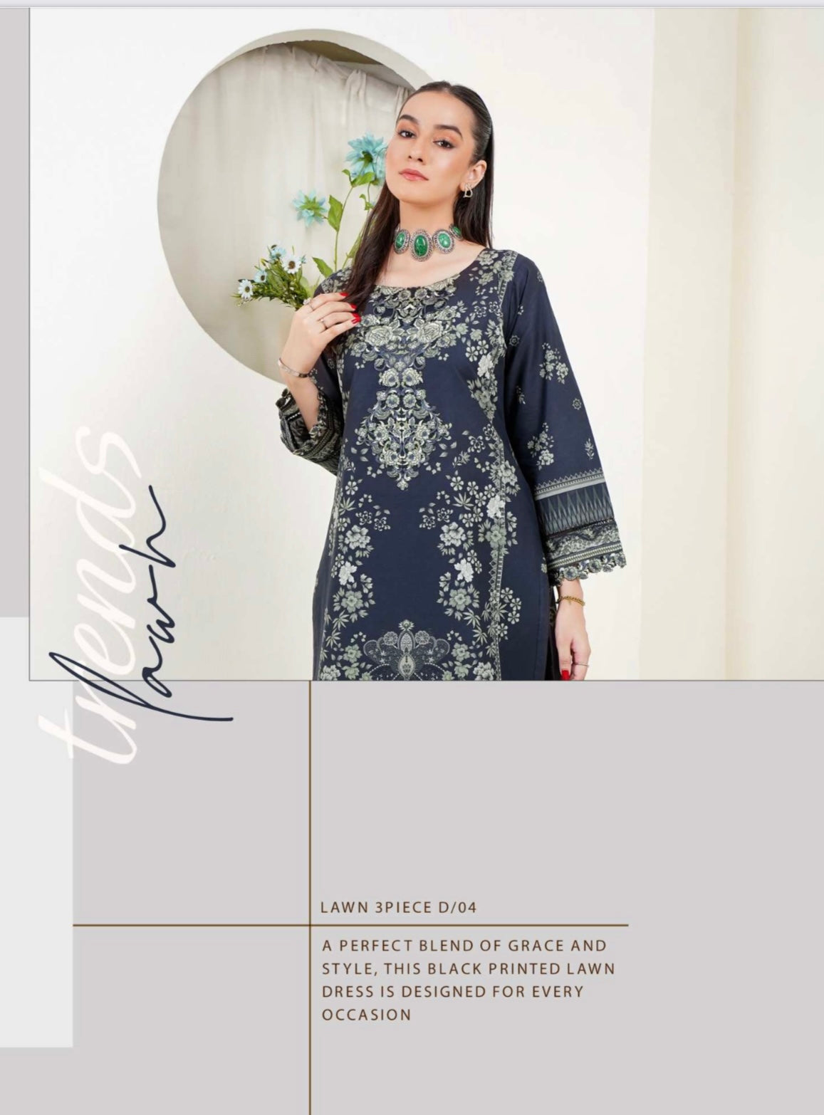 (9) Lawn digital print kameez/trousers digital munar dupatta ready to wear