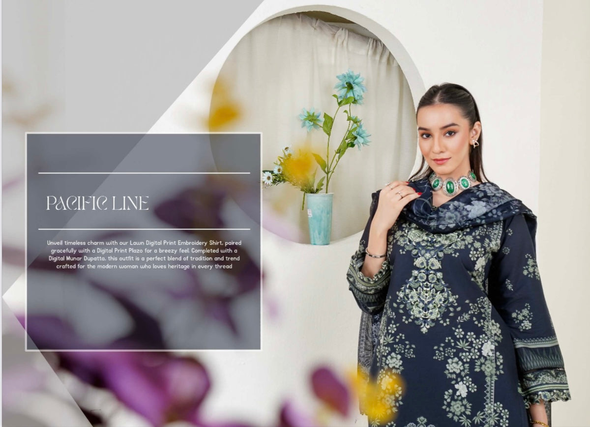 (9) Lawn digital print kameez/trousers digital munar dupatta ready to wear