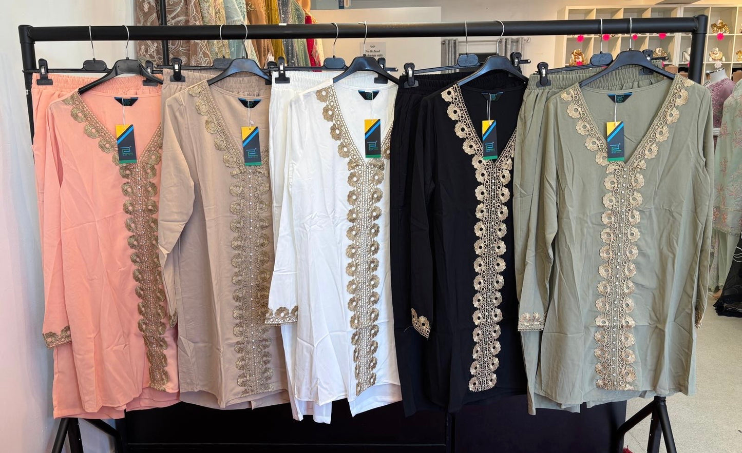 (103) Embroidered Co-ord | Diamanté Easy-Flow Set w/ Comfy Pocket Trousers