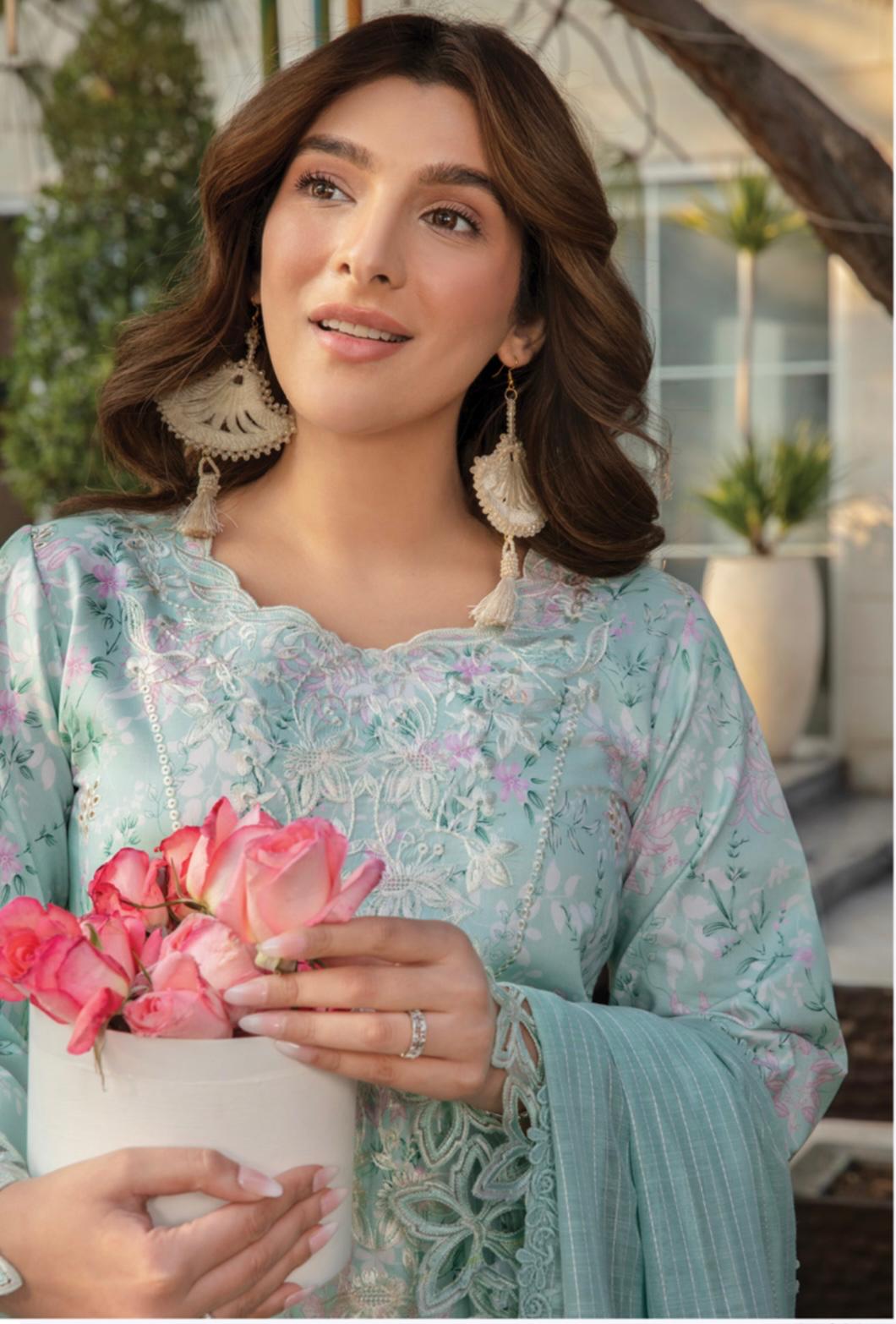 (130) Rang Rasiya Shireen Florence Summer Edit 2025 – Ready-to-Wear Lawn Suit with Printed Silk Dupatta