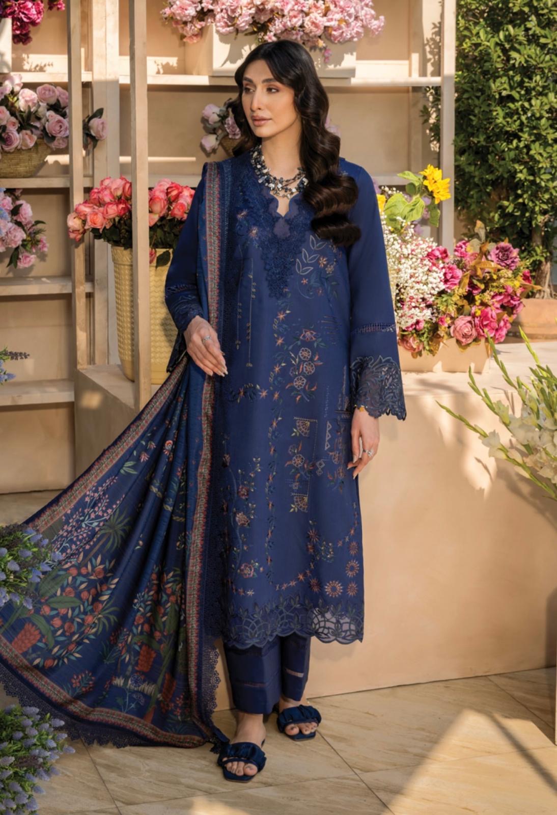 (128) Rang Rasiya Shireen Florence Summer Edit 2025 – Ready-to-Wear Lawn Suit with Printed Silk Dupatta