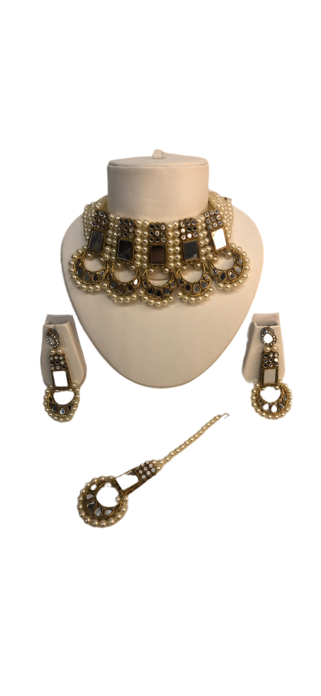 Pakistani gold pearl jewelry set