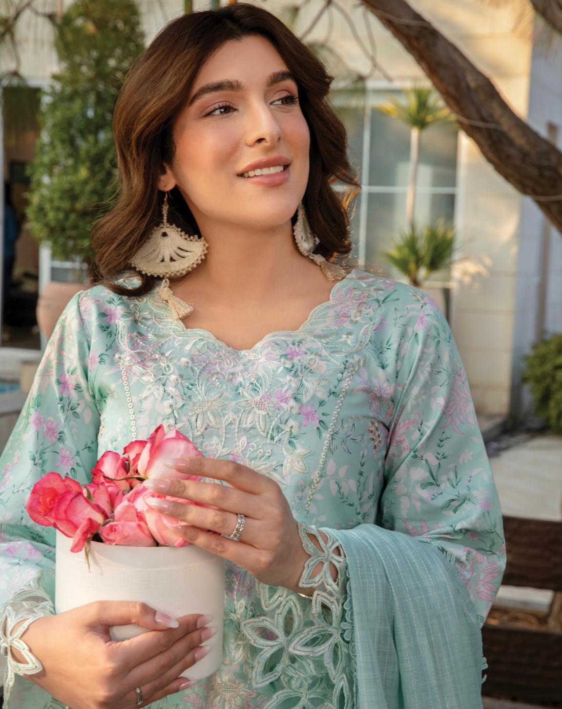 (130) Rang Rasiya Shireen Florence Summer Edit 2025 – Ready-to-Wear Lawn Suit with Printed Silk Dupatta