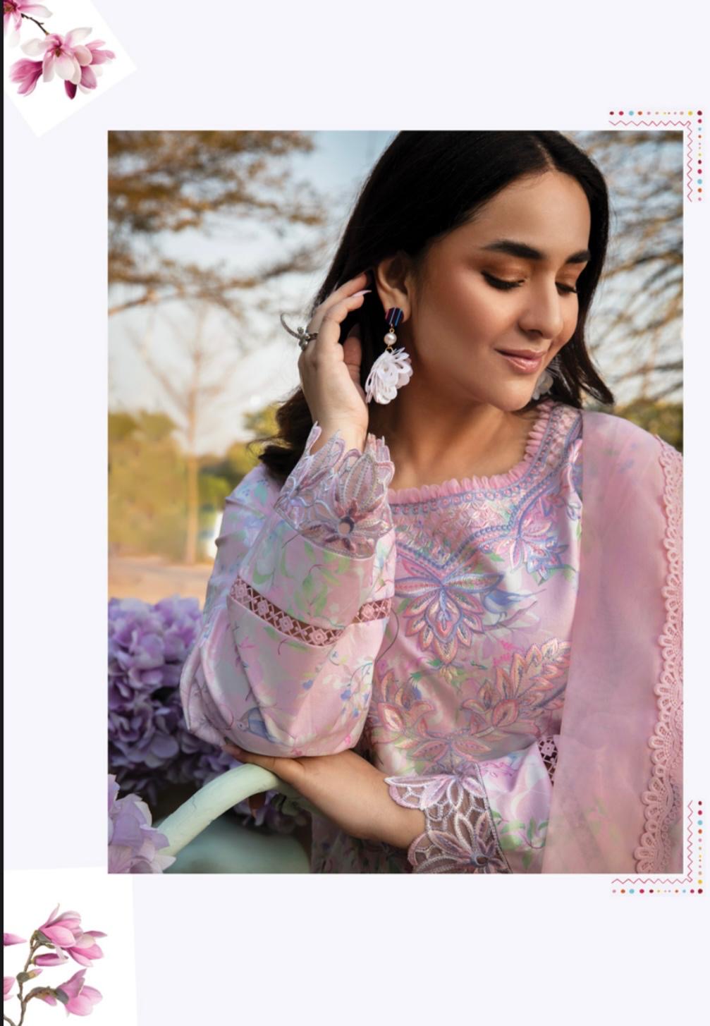 (109) Rang Rasiya Shireen Florence Summer Edit 2025 – Ready-to-Wear Lawn Suit with Printed Silk Dupatta