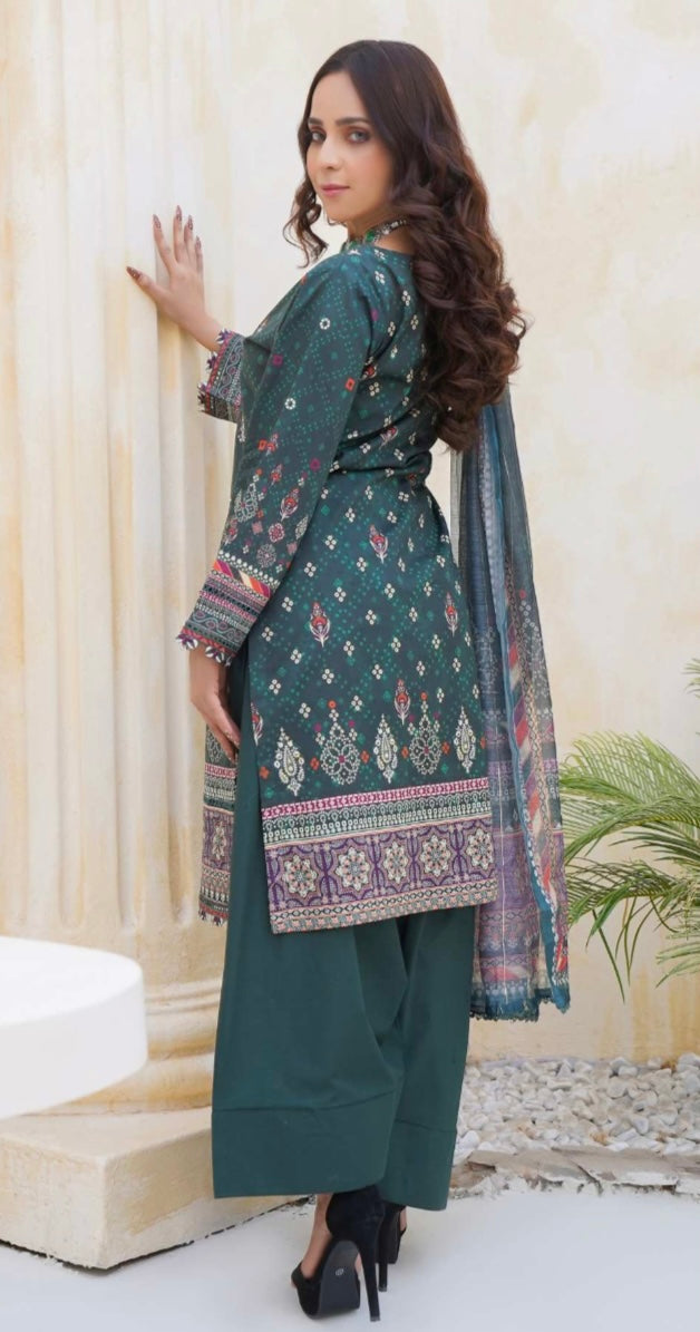 (298) Pakistani Lawn Farsi Shalwar Suit | Ready-to-Wear with Digital Printed Monar Dupatta