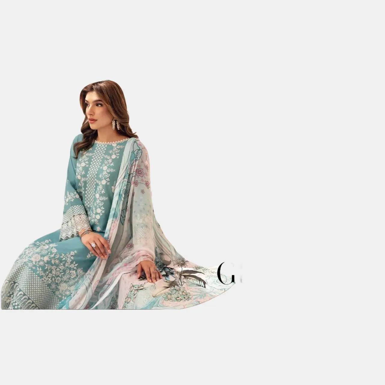 (191) Ramsha Andaaz Fully-Lined Embroidered Lawn 3-Piece Suit