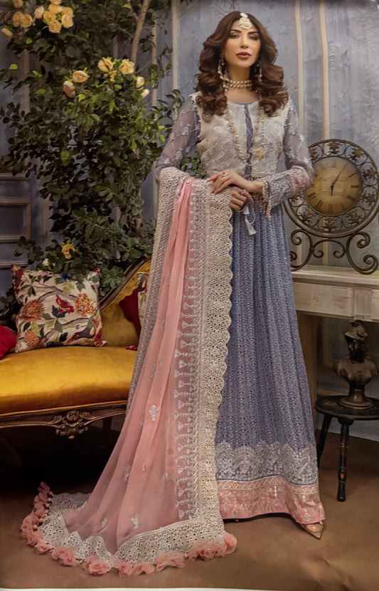 (120) Pakistani Luxury Dream Collection Unstitched Chiffon Embroidered Suit