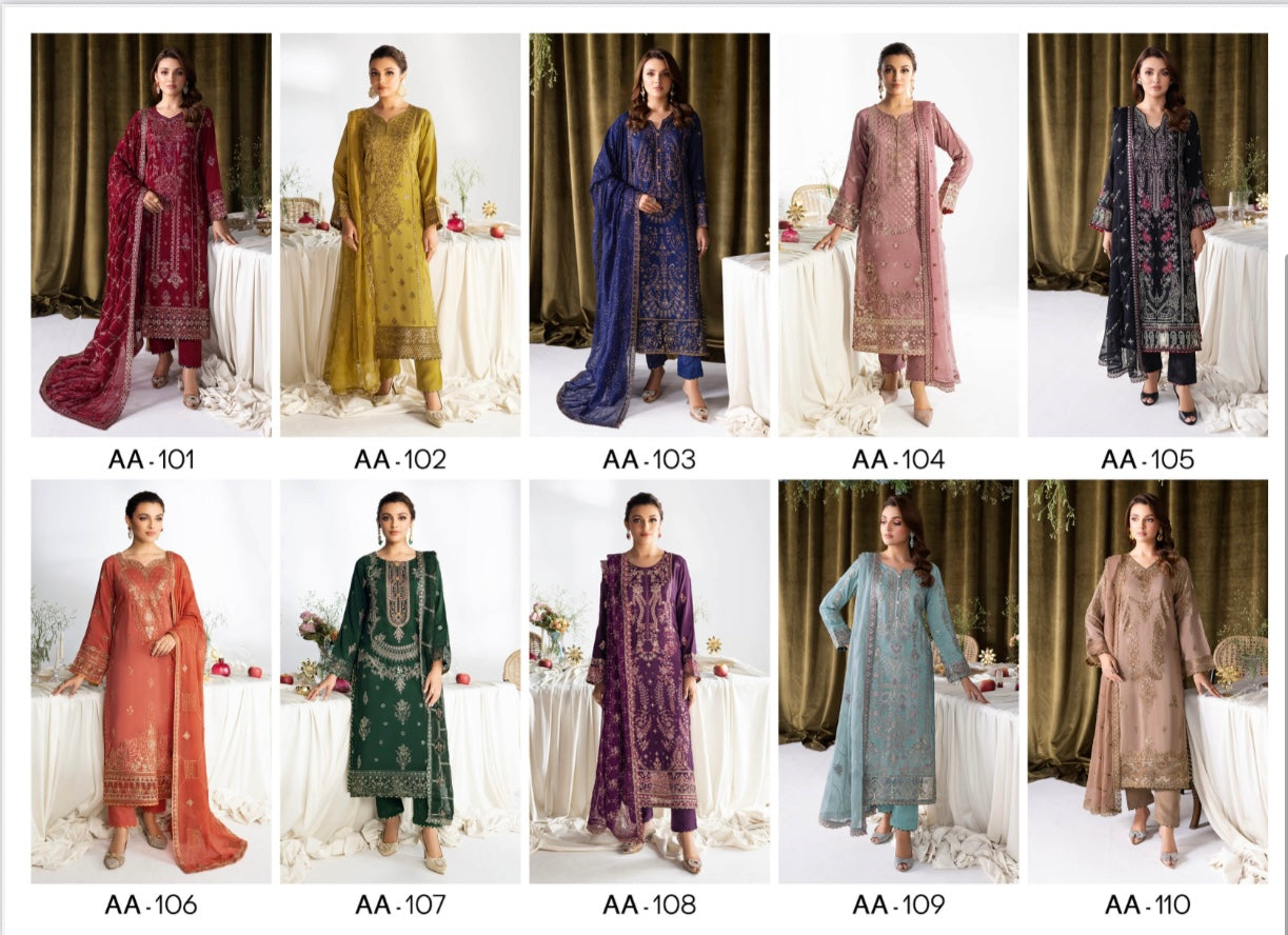 (305) Ramsha Aangan Luxury Raw Silk Collection – Ready-to-Wear 3-Piece Suit
