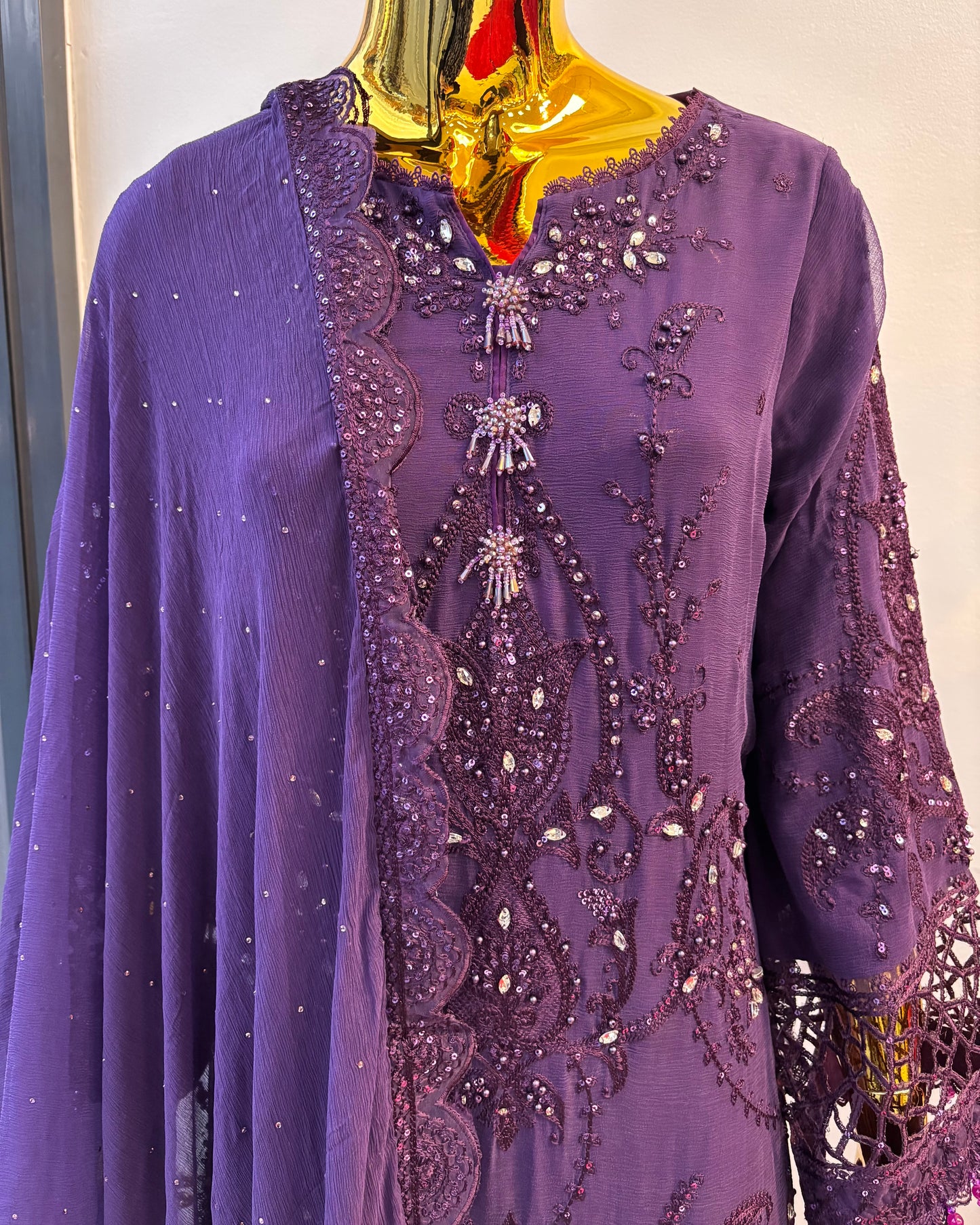 (144) Pakistani Luxury Dream | Maria B Original Chiffon Embroidered Ready-Made Suit