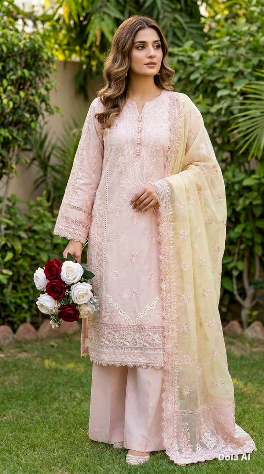 (198) Munira premium lawn chiffon plazzo dupatta lace sequins fully lined ready to wear