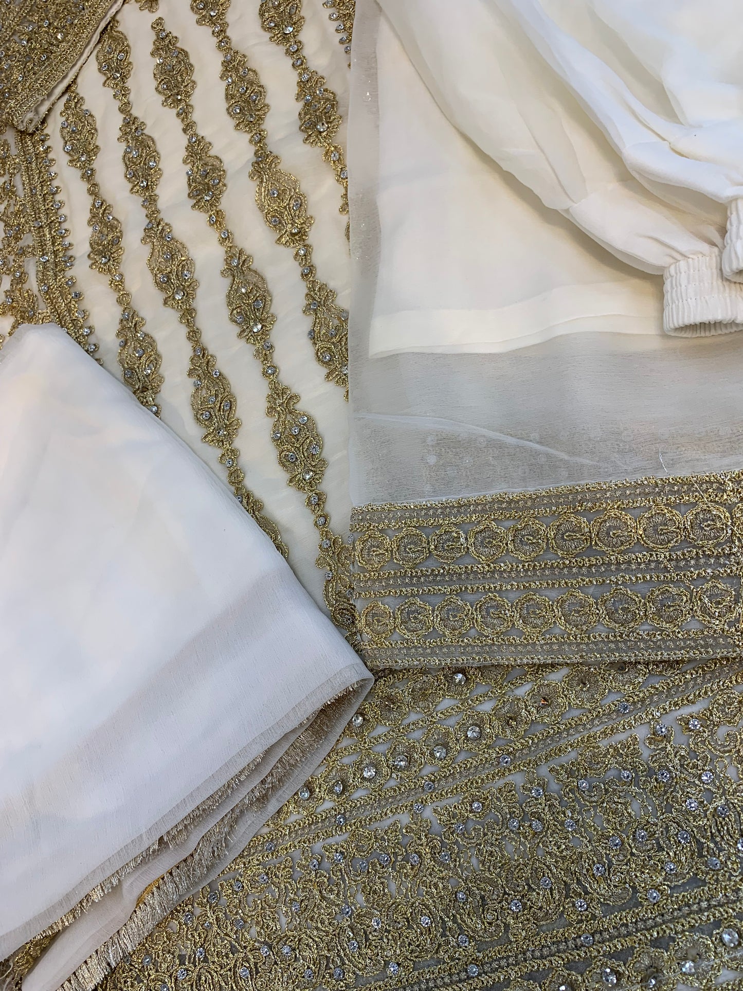 Zaib chiffon embroidered stone work wide plazzo chiffon dupatta ready to wear
