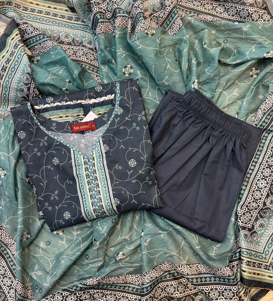 (24) Bin Saeed Printed Pakistani Linen | Elegant Ready-to-Wear 3-Piece Suit
