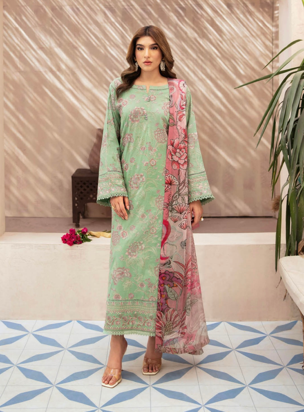 (205) Ramsha Andaaz Luxury Fully Lined Lawn Embroidered Ready Made Suit