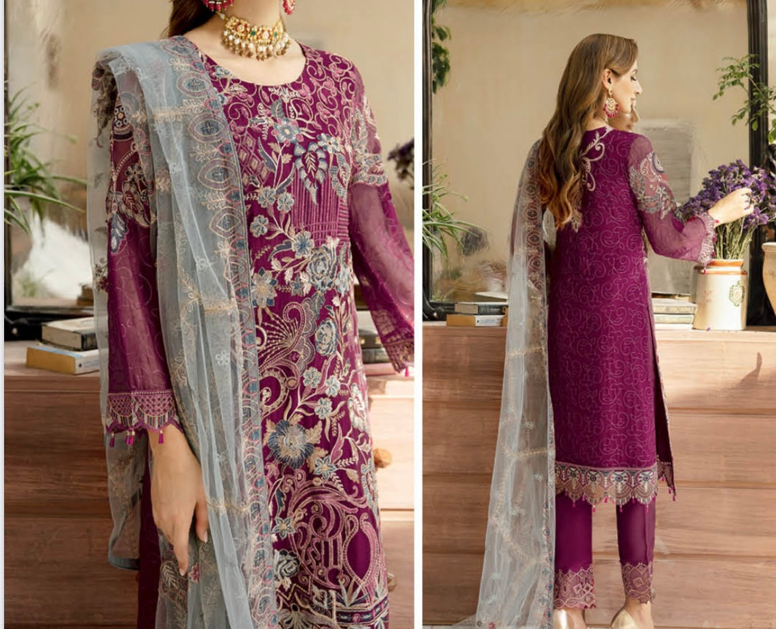 (327) Ramsha Chevron Luxury Chiffon Collection Ready-Made Suit Volume 9