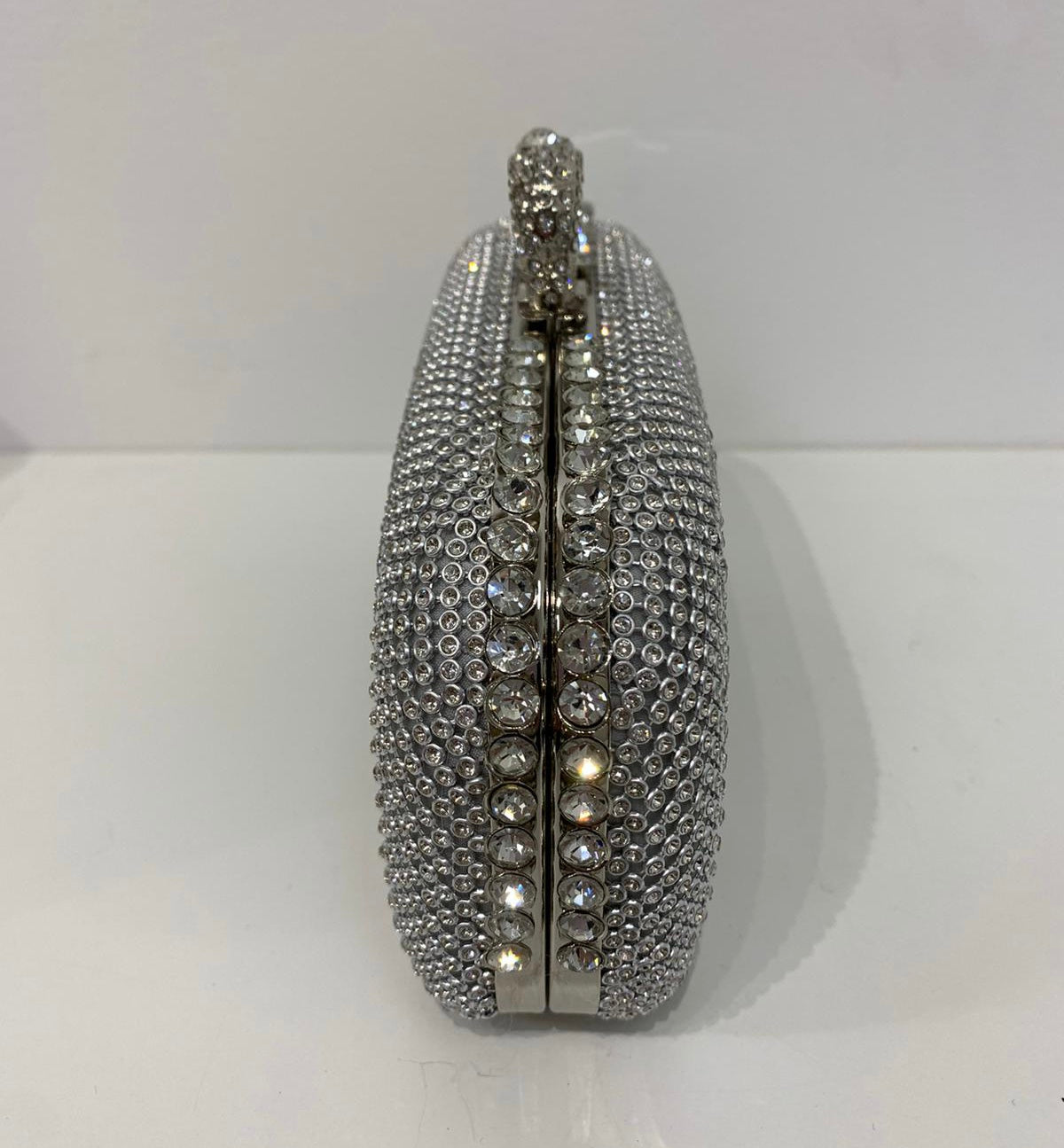 (236) Ladies Round Clutch Bag with Clasp Opening & Long Chain