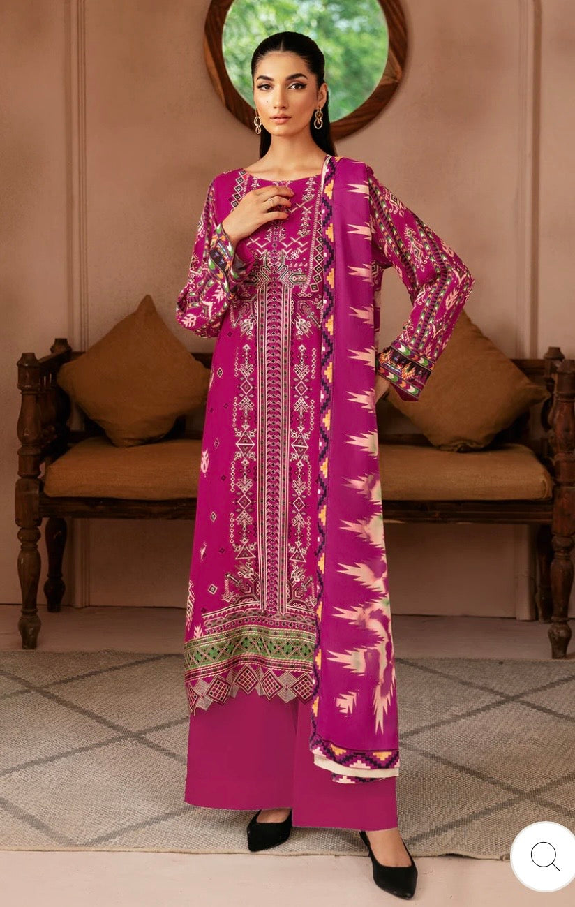 (310) Riwaj by Ramsha Viscose Embroidered Suit with Printed Dupatta
