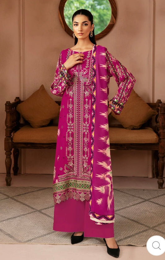(310) Riwaj by Ramsha Viscose Embroidered Suit with Printed Dupatta