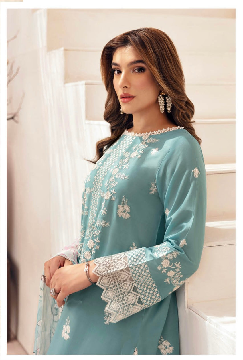 (191) Ramsha Andaaz Luxury Lawn Embroidered Palazzo Ready Made Suit