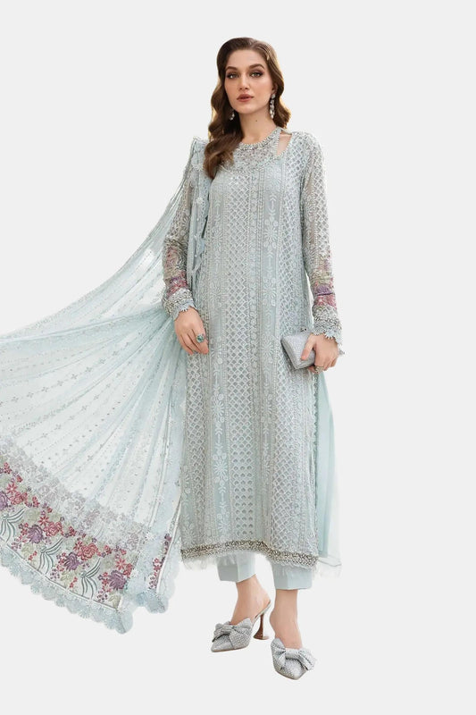 (145) Maria B Luxury Original Chiffon Embroidered Suit – Ready Made Outfit