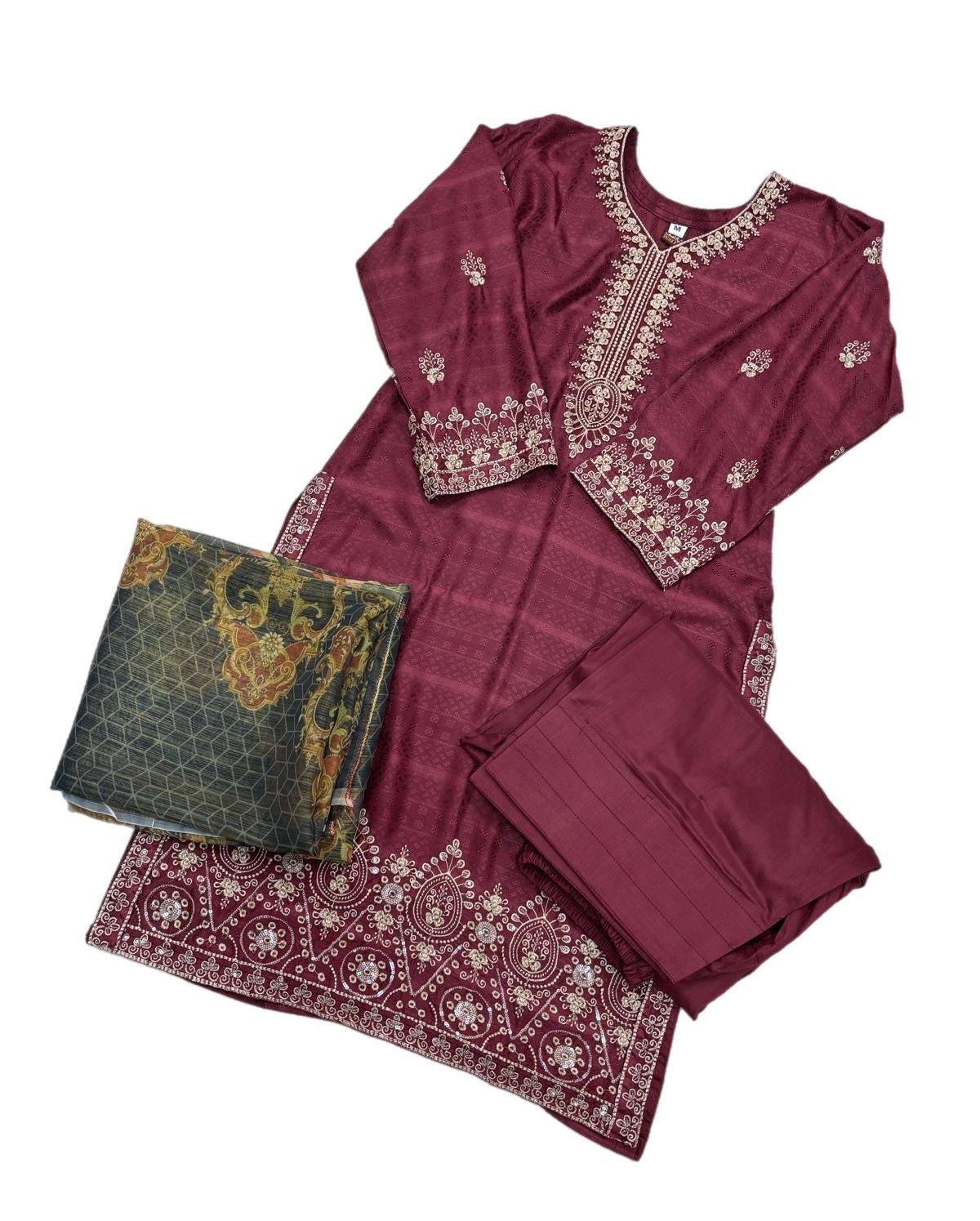 (153) farshi shalwar sequence embroidered kameez ready to wear suit