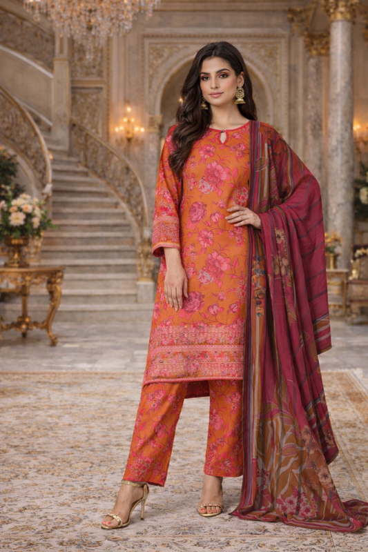 (161) Dhanak Embroidered 3-Piece Suit – Cozy Winter Elegance