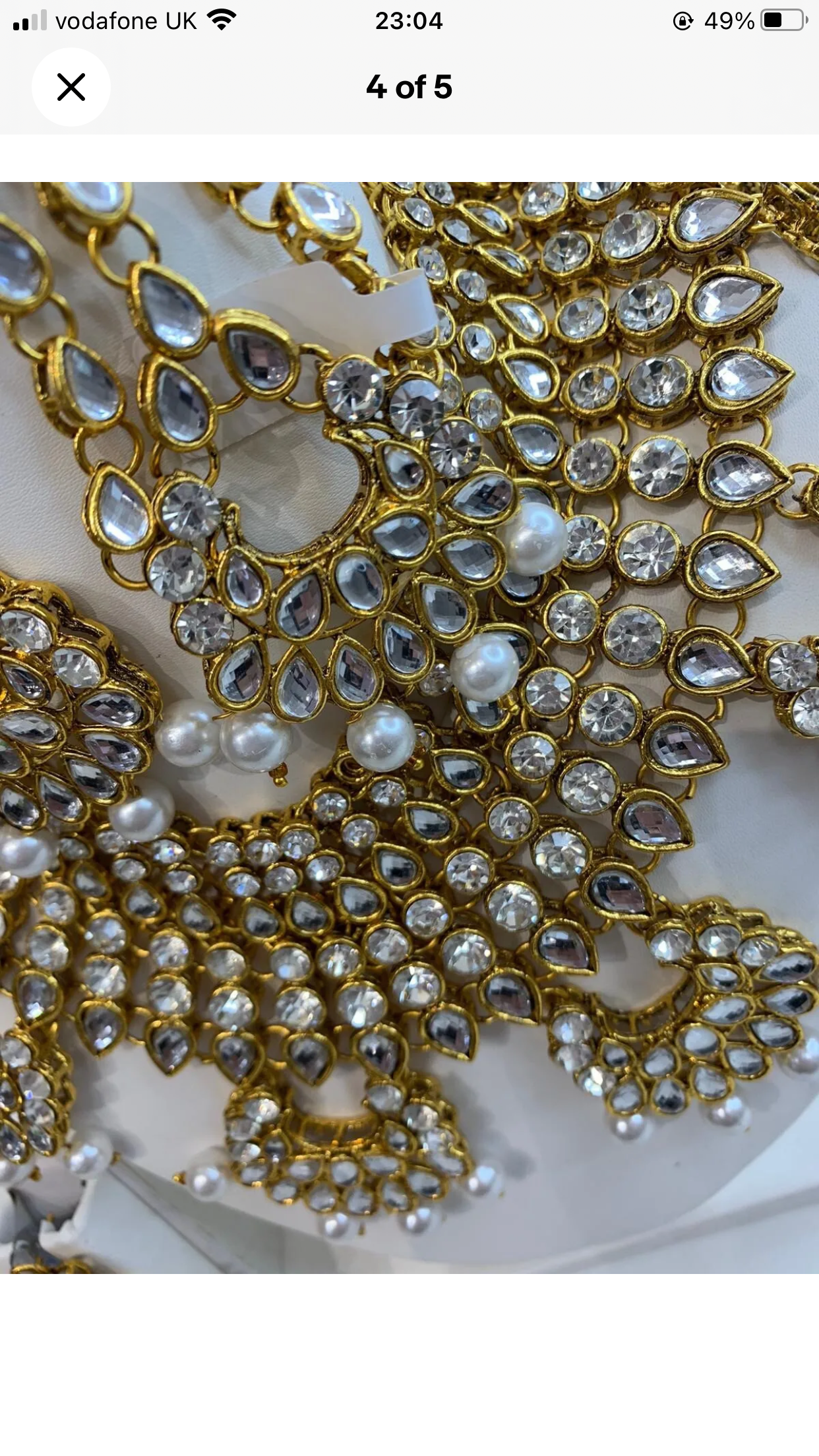 Pakistani gold wedding party tikka jummar stone beaded mirror set