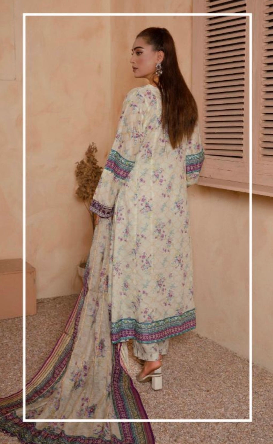(11) Luxury Lawn Printed Trousers with Diamond Dupatta Ready-Made Suit